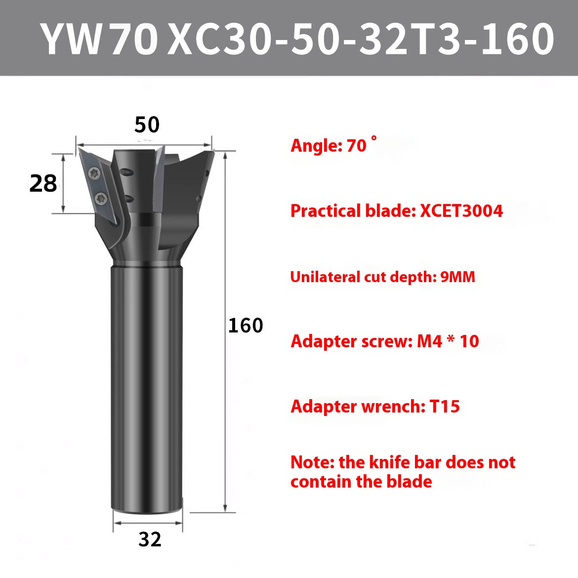 2087-Machining center: long edge dovetail milling cutter bar XCET3004 milling cutter disc cleaning root, V-groove dovetail 55 degrees, 60 degrees, 75 degrees Shandong Denso Pricision Tools Co.,Ltd.